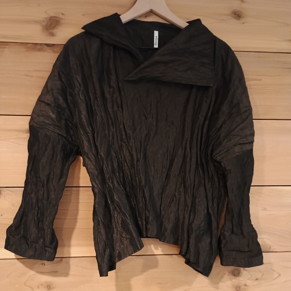 Blanque Vintage Crinkle Lightweight Pullover Brown Women's Top One Size Made USA